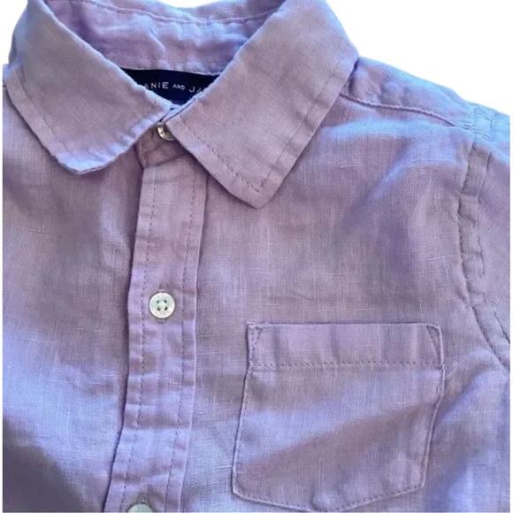 Janie and Jack Size 4 Lavender Linen Button Down Dress Shirt - Picture 5 of 10